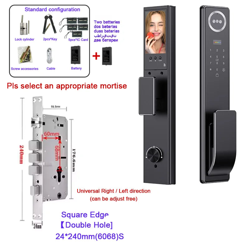 Outdoor Waterproof Lock Wifi Tuya APP Remote Voice Intercom Electronic Door Lock Face Fingerprint Smart Door Lock With Camera