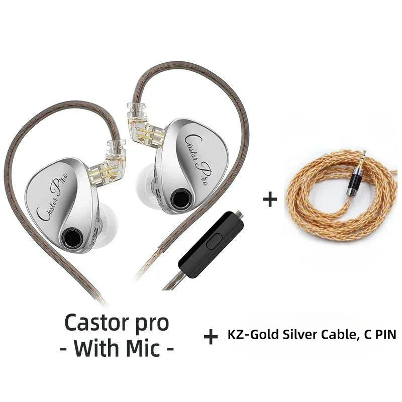 Tidesmit Dual Dynamic Driver Hi-Fi Wired In-Ear Monitors Sil MIC-Gold cable Tidesmit
