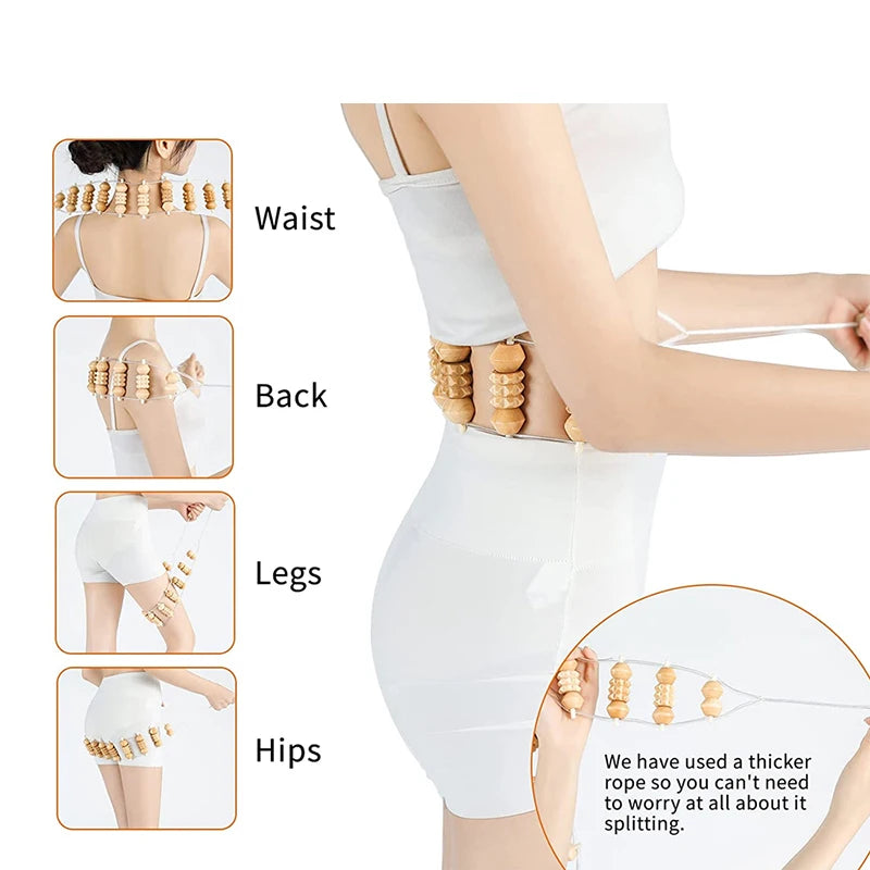 Back Massage Roller Rope: Deep Tissue Wood Therapy Tool for Pain Relief Back Massage Instrument Tidesmit