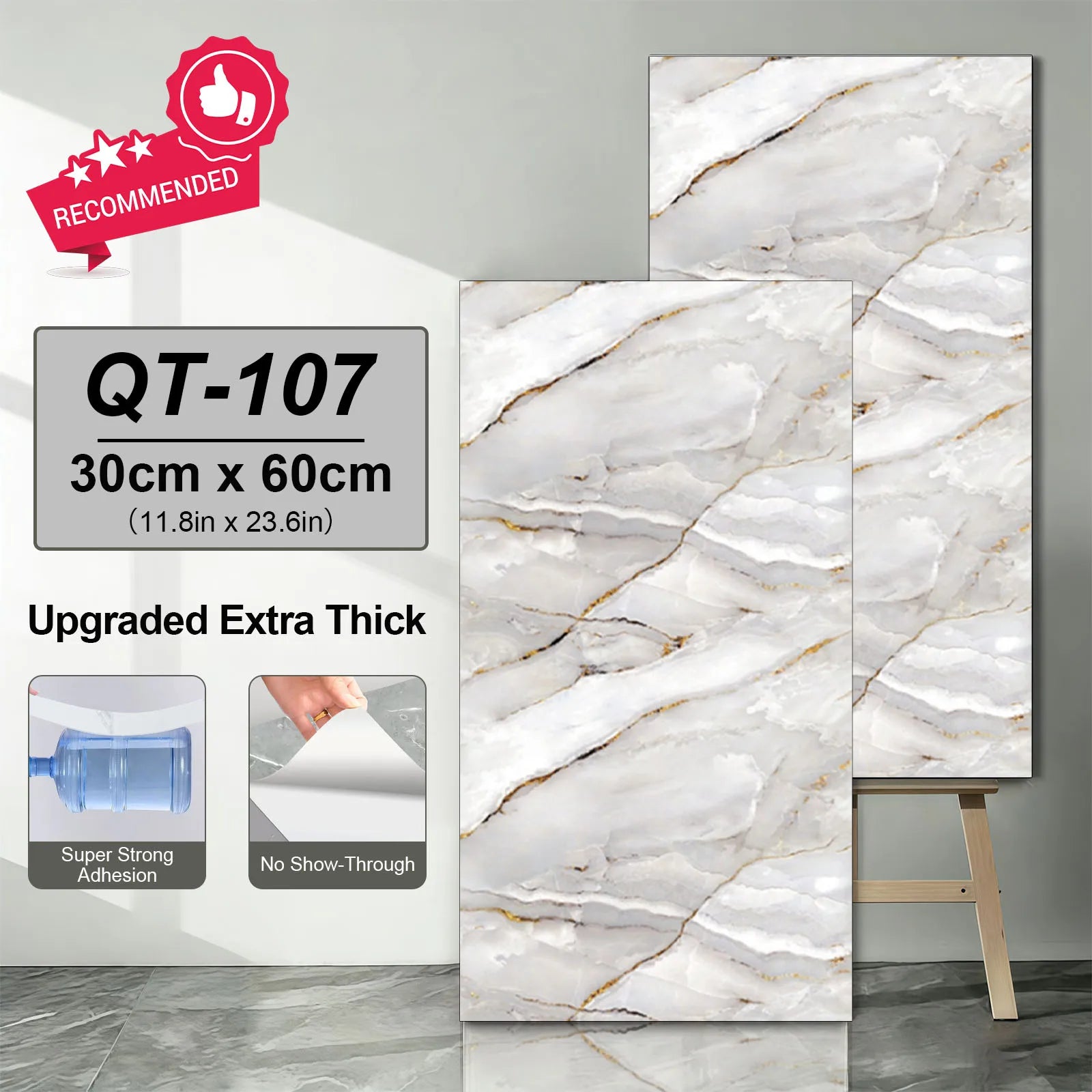 20/40Pcs 30cmx60cm Self-adhesive Marble Tiles Sticker Waterproof Floor Sticker PVC Tile Kitchen Bathroom Wall Sticker Home Decor