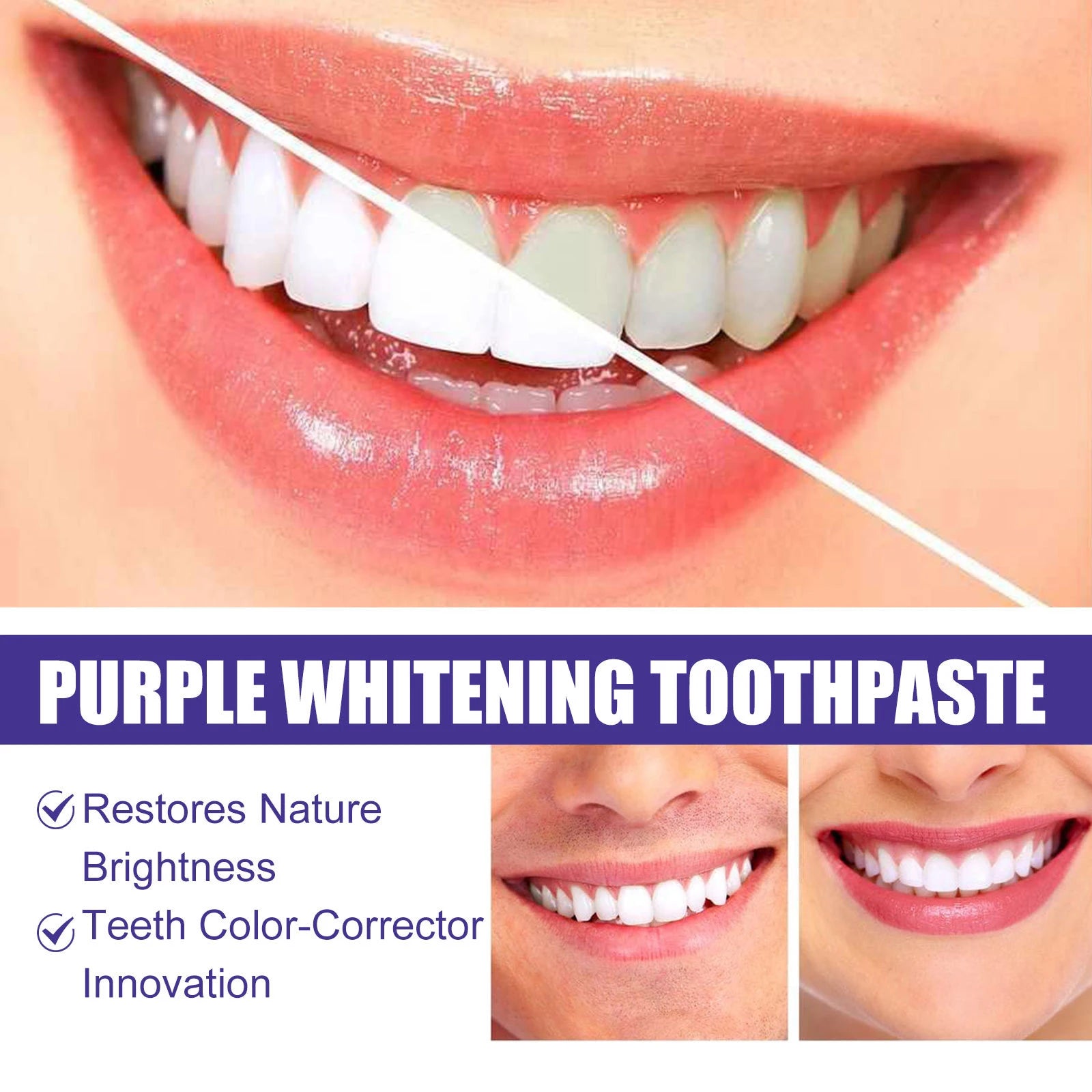 Tidesmit Purple Whitening Toothpaste for yellow stain removal and daily fresh breath oral care
