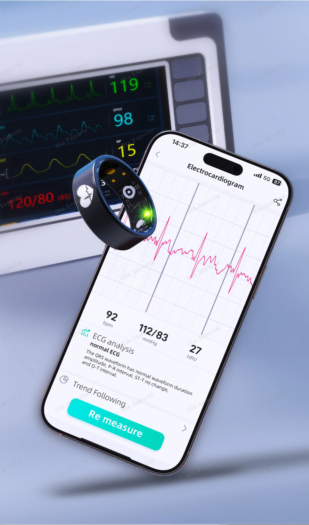 Smart Health Ring with Integrated Heart Rate & Blood Oxygen Monitor Tidesmit