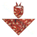 Red Halloween dog bandana with pumpkin and spooky hand print for cute pet costumes and festive party dress-up.
