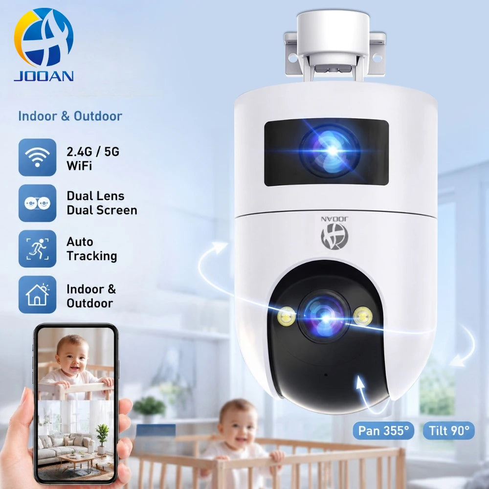 Jooan WiFi Surveillance Camera Dual Lens 4K 8MP HD Outdoor IP Camera AI Tracking Security Protection Wireless Smart Baby Monitor