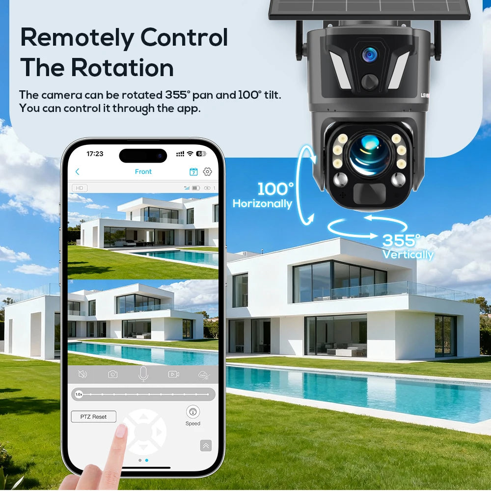 LS VISION 4K 99X Optical Zoom 4G Solar Camera Outdoor WiFi PTZ Dual Screen Dual PIR Detection Auto Tracking CCTV Camera Ubox App