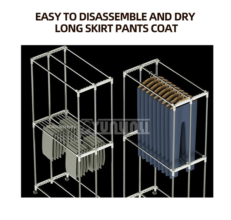 Tidesmit portable foldable clothes dryer with remote control, showing large capacity laundry drying rack features.