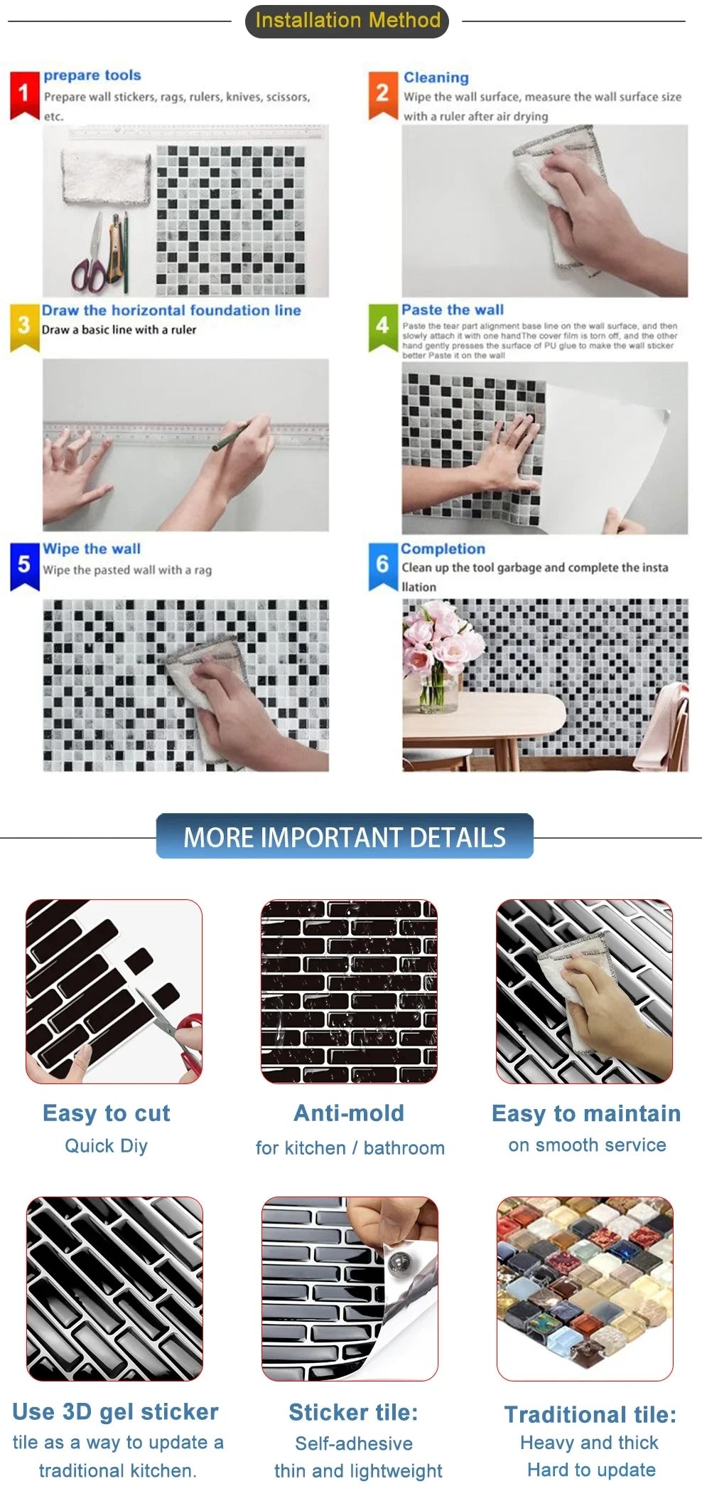 5/10Sheet Stick on Self-Adhesive Tile White Peel and Stick Tiles for Kitchen and Bathroom Herringbone Peel and Stick Back Splash