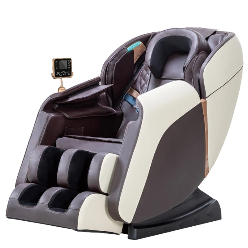 Zero Gravity Massage Chair with Bluetooth - Brown & Gold Full Body Massage Chairs Brown Tidesmit