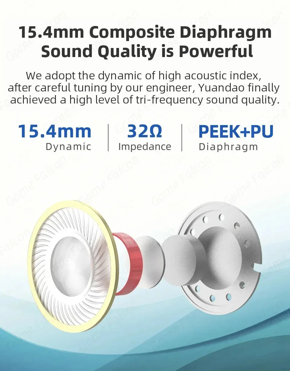 HiFi Wired Earbuds 15.4mm Driver with HD Microphone by Tidesmit Tidesmit
