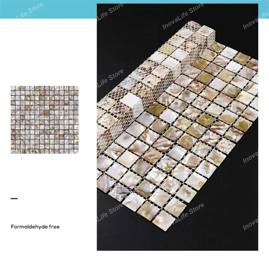 30x30CM Natural Shell Mosaic Tiles Sheet Mother of Pearl Wallpaper Tile Sticker Kitchen Backsplash Bathroom Shower Decorative