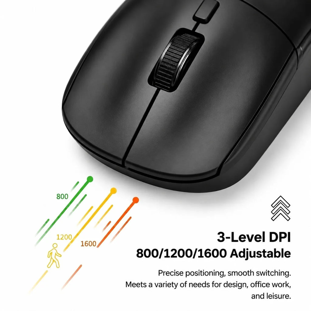 Wireless Gaming Office Mouse, 3-Level DPI, Lightweight,  Independent Switch, Long Battery Life Compatible with PC, Mac
