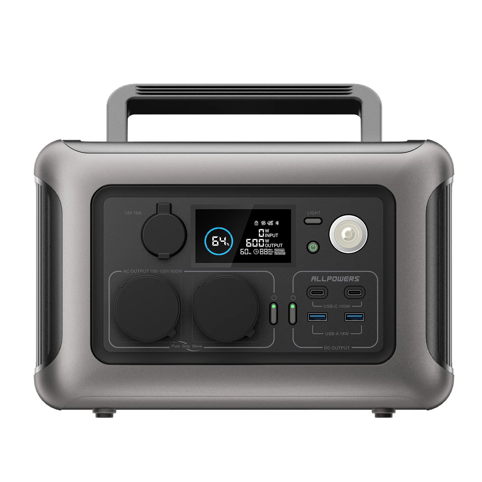 ALLPOWERS R600 Portable Powerstation with Solarpanel (Optional)，299Wh 600W LiFePO4 Battery for Home Backup Outdoors Camping RV