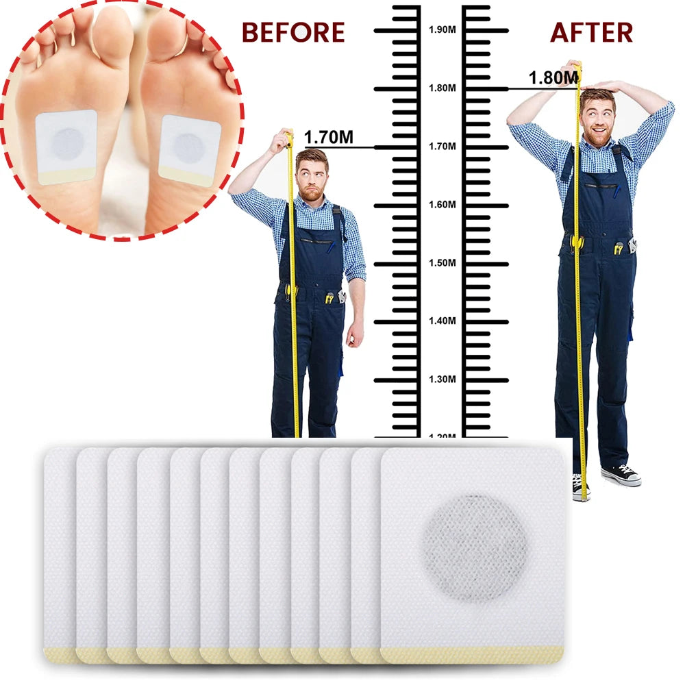 60/6Pcs Height Growth Patches Teen Plantar Acupoint Stimulation Stickers Promote Bone Strength Calcium Vitamin D Supplements