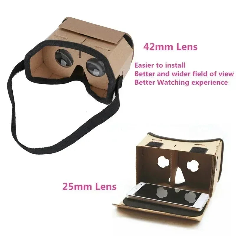 Google Cardboard VR Headset - 25mm Lens Smartphone Virtual Reality Viewer Tidesmit