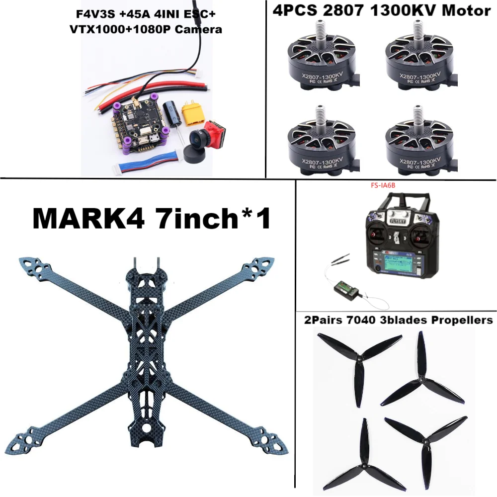 7-Inch FPV Racing Drone Kit with Carbon Fiber Frame - Tidesmit F4V3S 45A PackageF Tidesmit