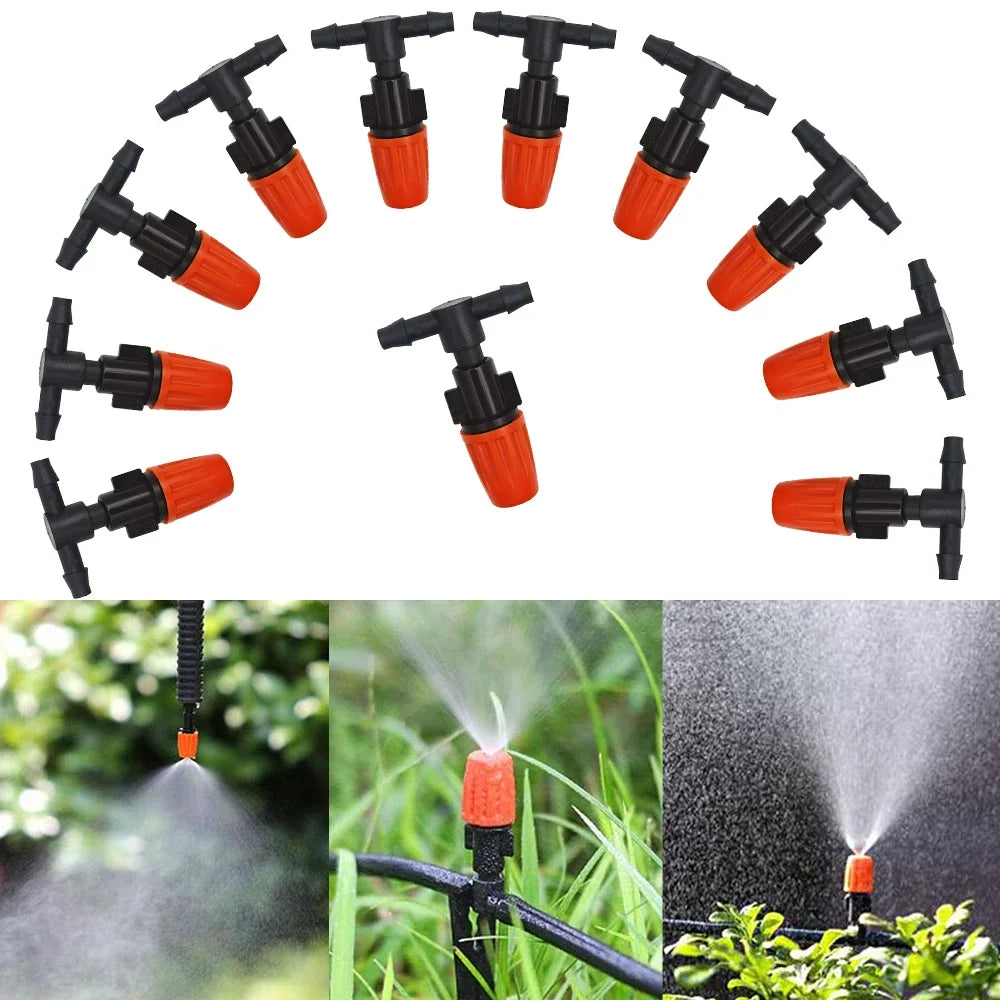 Fog Nozzles Irrigation Kit 5M-20M Garden Automatic Spray Misting Plant Watering System with 4/7 PE Hose and Connector 2027