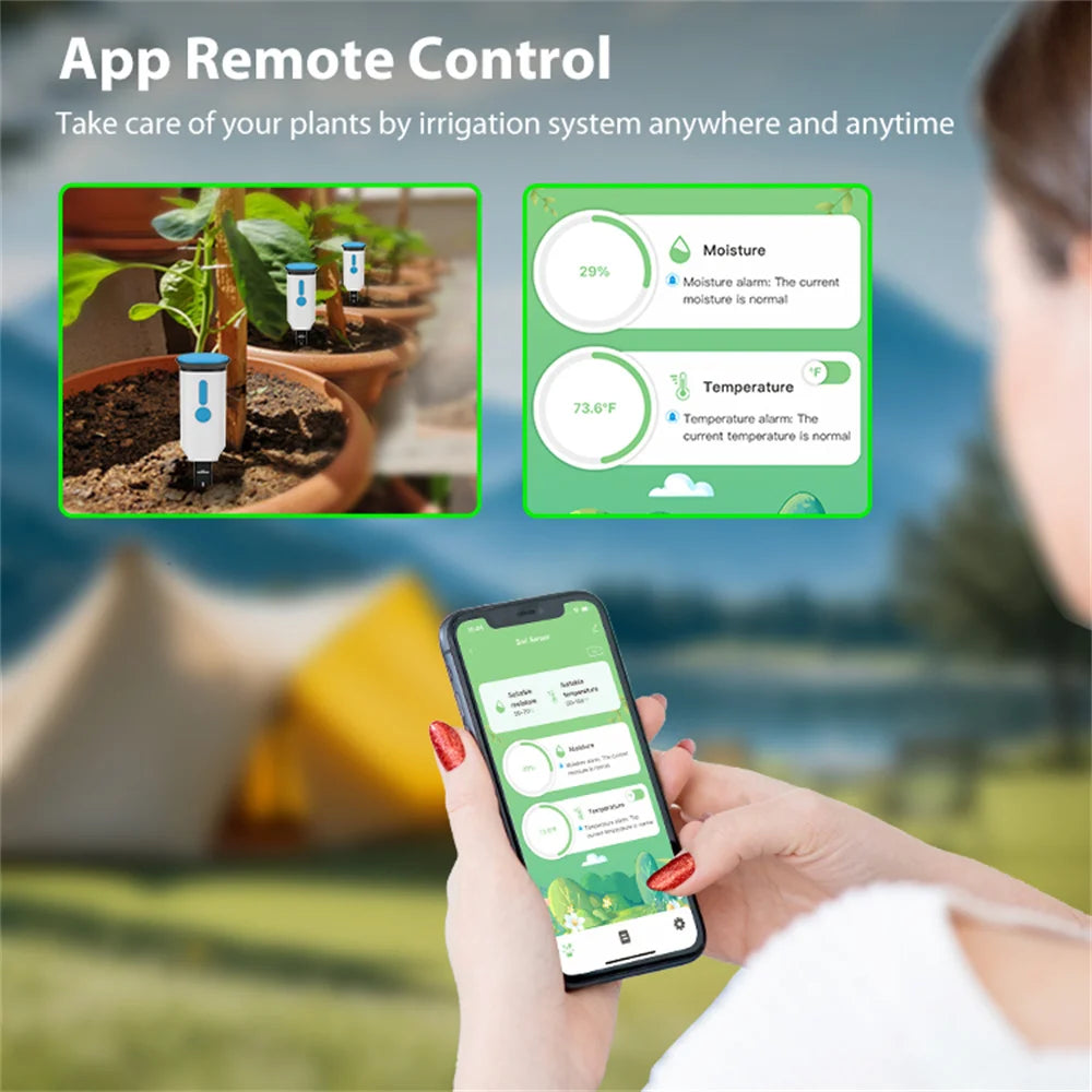 Tuya WiFi Smart Soil Sensor IP66 Waterproof BT 5.0 Garden Automatic Temperature Moisture Detection Smart Scene Linkage For Plant