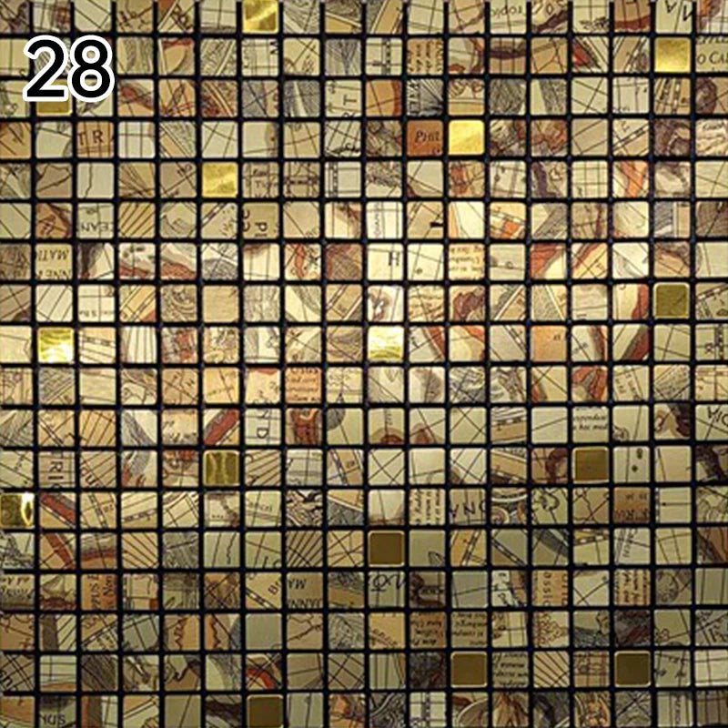 30X30Cm Self Adhesive Mosaic Wall Decal Waterproof Kitchen Bathroom Wallpaper Wall Stickers Small Lattice Crystal Sticker Tile