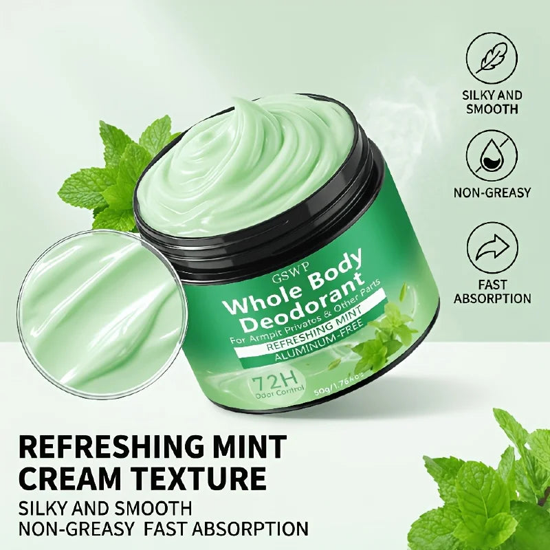 Tidesmit GSWP Mint Deodorant Balm for feet and underarms, a refreshing natural whole body odor control 50g 100g.