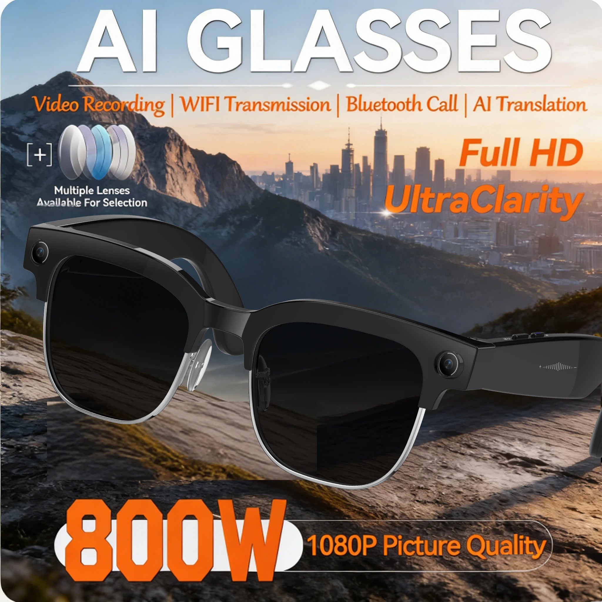 Smart Bluetooth Glasses with AI Camera and Live Translation - Tidesmit Tidesmit