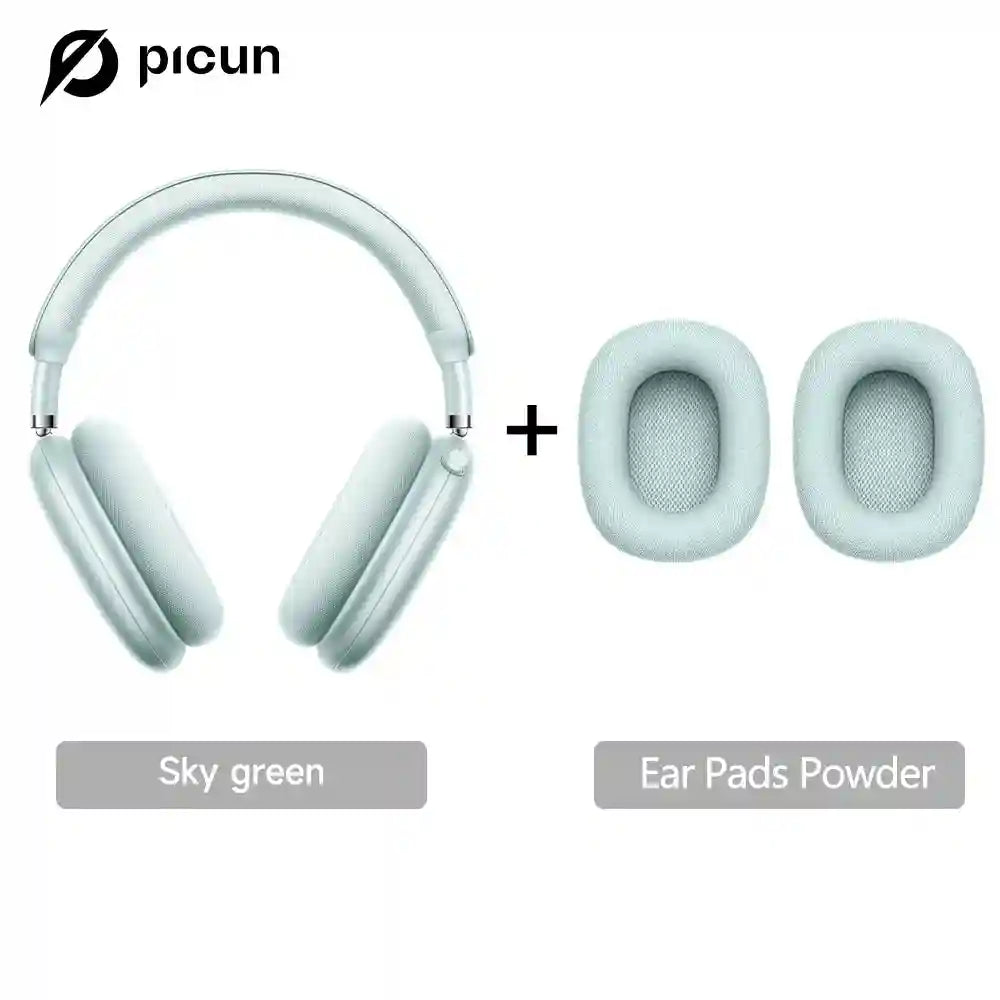 Wireless Headphones with 52dB Active Noise Cancelling & Spatial Audio Green with Earpads Tidesmit