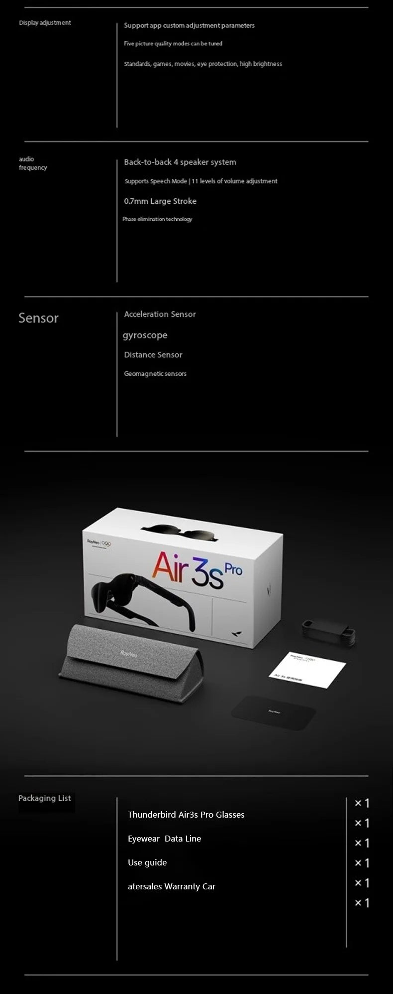 RayNeo AR Smart Glasses: 135-Inch Private Cinema Display for Gaming (3S Pro) Tidesmit