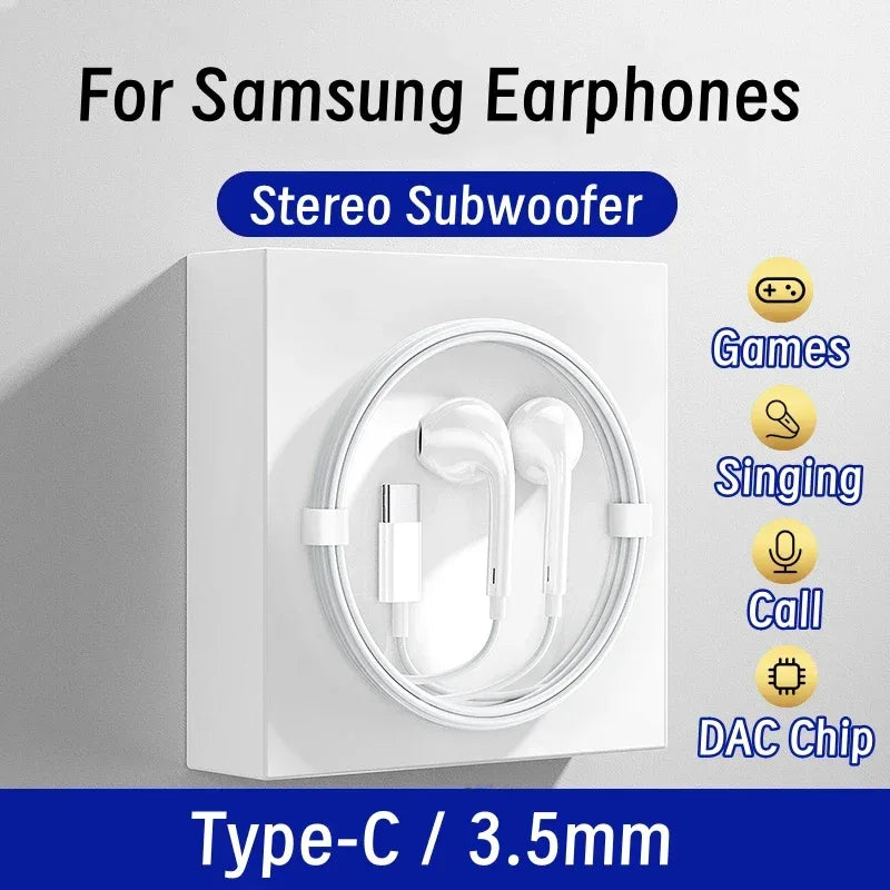 USB C Wired Earbuds with HD Microphone for Samsung Galaxy - Tidesmit Tidesmit