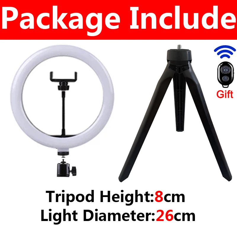 LED Ring Light with Tripod Stand for Video Live Streaming by Tidesmit C-26cm Tidesmit