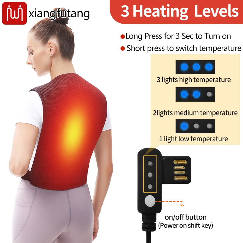 Electric Heated Back Pad: Deep Tissue Heat Therapy - 3-Level Relief Massage Cushion Tidesmit
