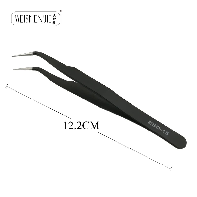 MEISHENJIE 1PC Stainless Steel Curved Straight Eyebrow False Eyelash Tweezers Nail Art Extension Makeup Tool Eeyelashes Tweezers False Eyelashes ESD15 Tidesmit
