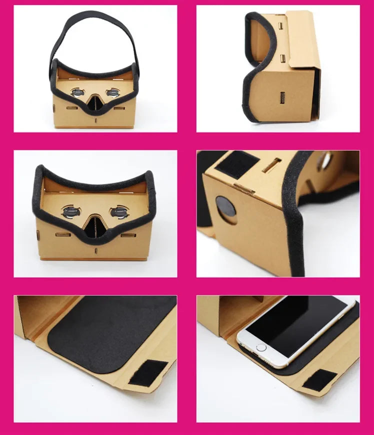 VR Headset for Smartphones - Portable 25mm Lens 3D Cardboard Kit Tidesmit