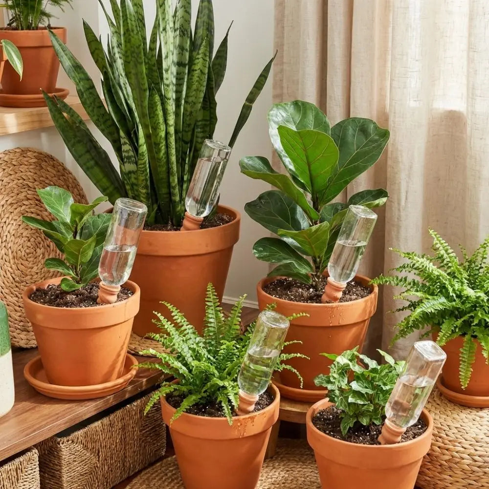 Natural Clay Self-Watering Terracotta Stakes Automatic Irrigation Screws-Shaped Plant Watering Stakes Water Conservation