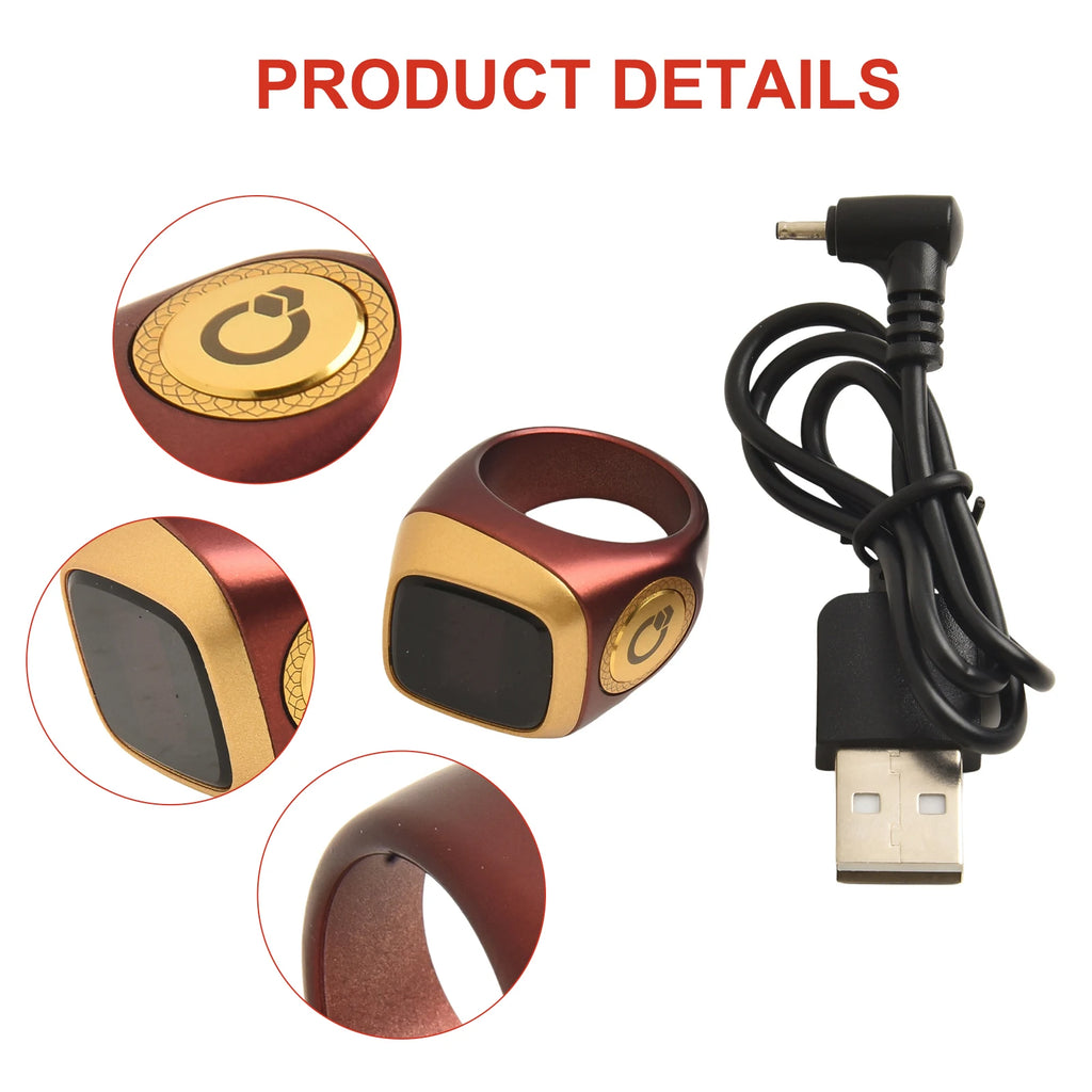 Smart Zikr Ring With Digital Counter, Vibration Alerts, and Health Tracking Tidesmit