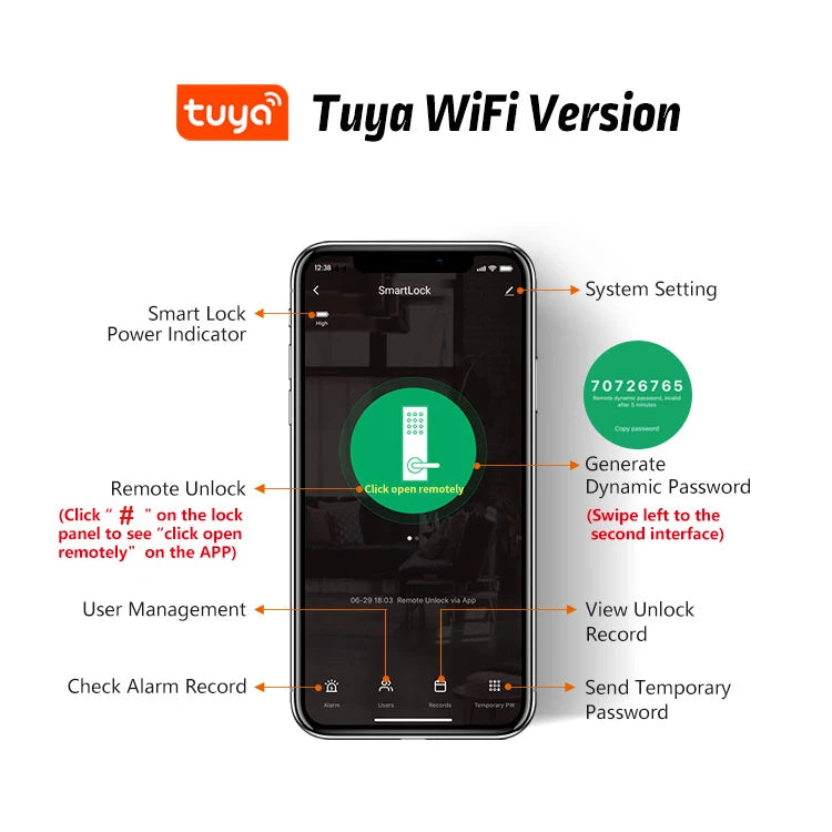Smart Tuya WiFi APP Bluetooth Door Lock with Palm Vein Face Recognition Doorbell Waterproof Scissor Tongue Rim Locks No Drilling