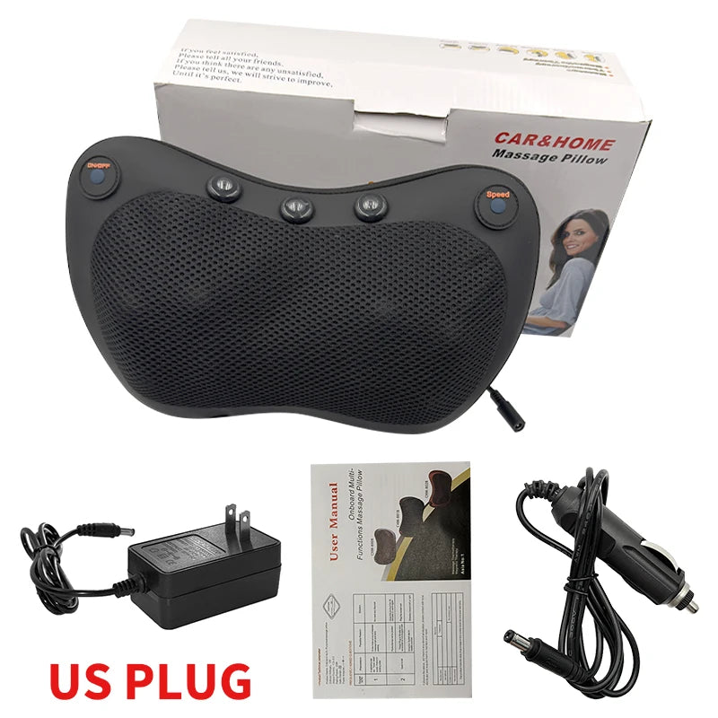 Electric Cervical Neck Massager with Heat Therapy & Spine Support Massage Cushion US Plug-Black Tidesmit