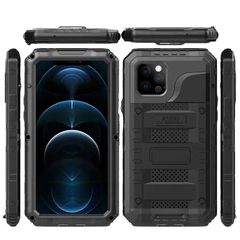 iPhone Shock-Absorbing Metal Case with Integrated Screen Guard Tidesmit