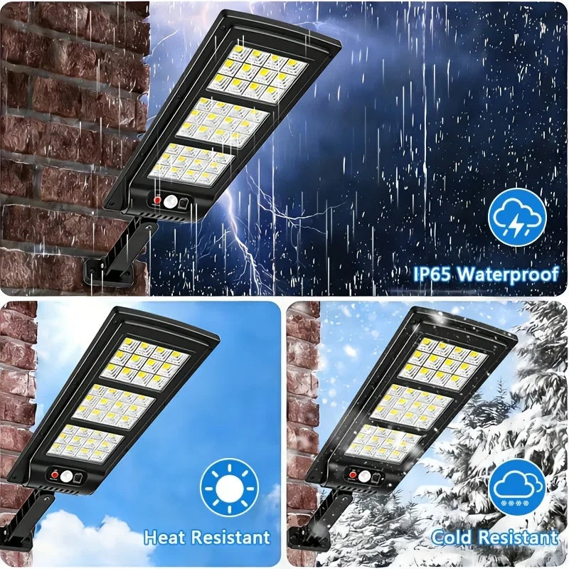 Super Bright Solar Street Light with 888 LEDs, 3000mAh Outdoor Garden Light, Perfect for Commercial Parking Lots, School Basketball Courts, And Streets, Easy to Install, Includes A Remote-controlled Solar Wall Light