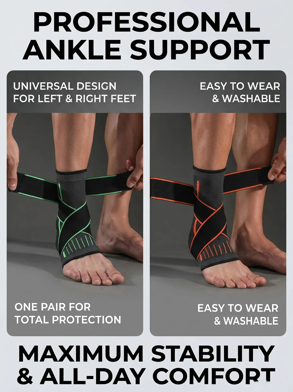 VBOSI Ankle Brace Compression Support Sleeve with Adjustable Strap for Men Women, Breathable Knitted Ankle Support for Sprain, S