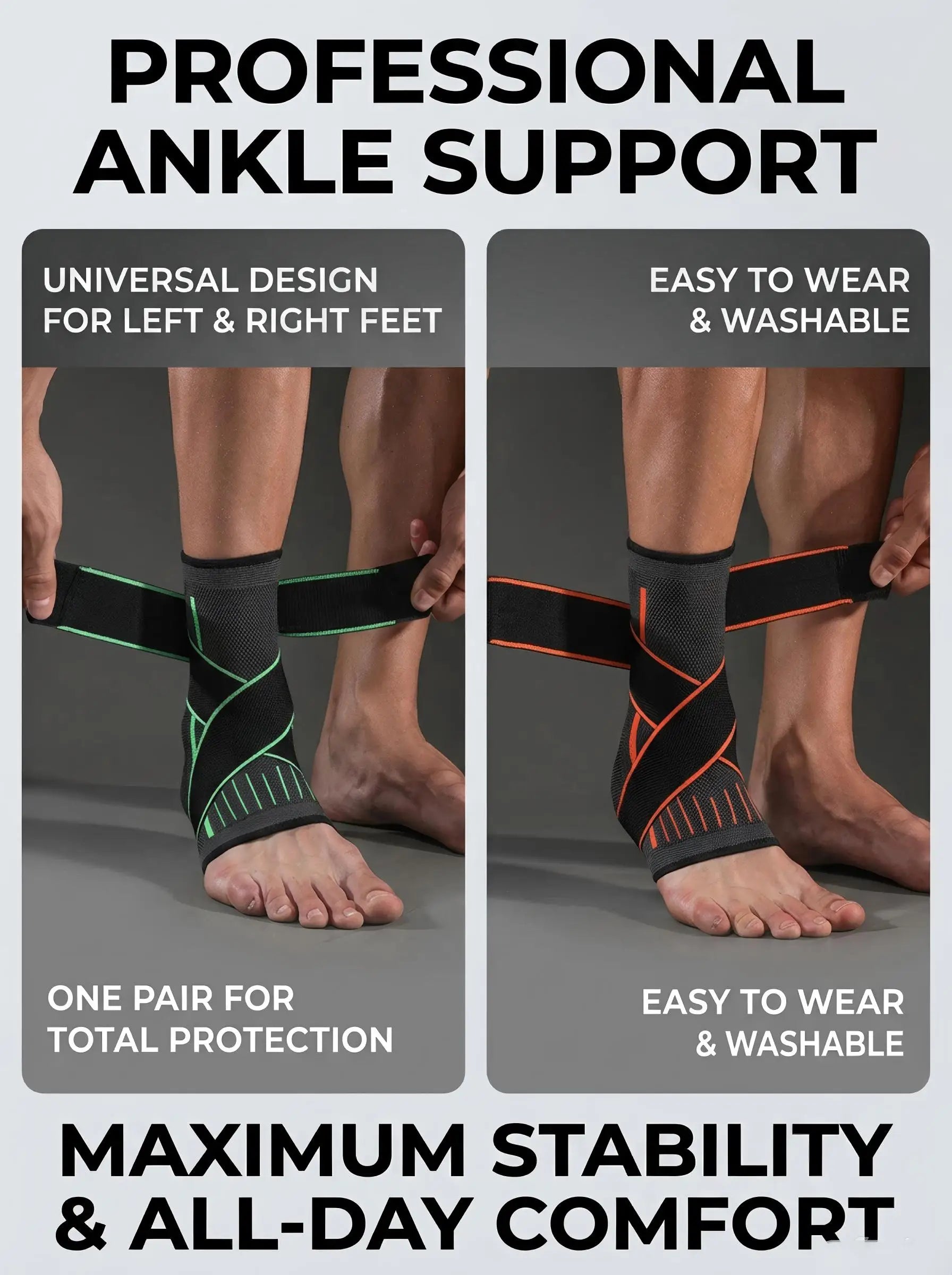 VBOSI Ankle Brace Compression Support Sleeve with Adjustable Strap for Men Women, Breathable Knitted Ankle Support for Sprain, S