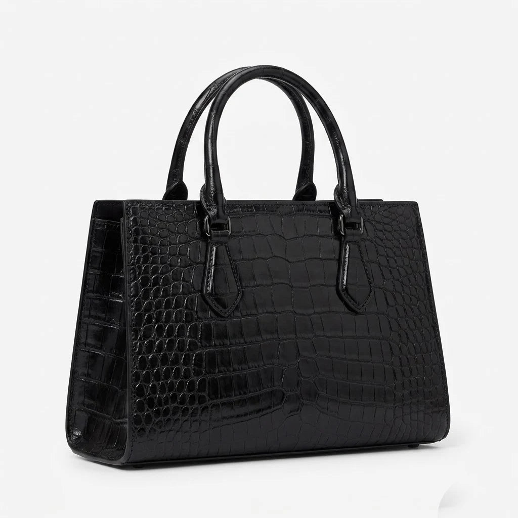 Leather Spot Exotic Leather Women's Luxury Vintage Handbag Detachable Top Handle Shoulder Bag Cell Phone Pocket Alligator