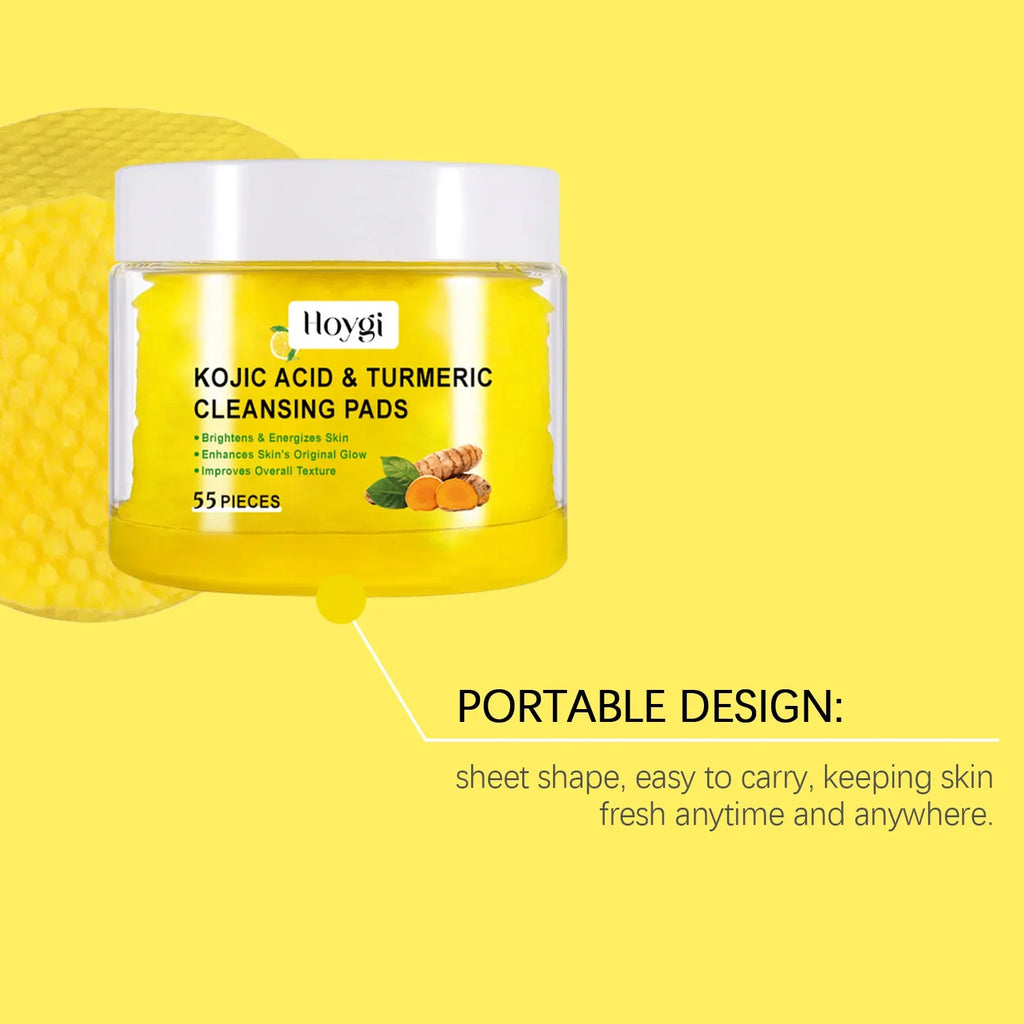 Turmeric Kojic Acid Cleansing Pads Exfoliating Pads Shrink Pores Removing Dead Skin Smooth Brightening Skin Face Cleansing