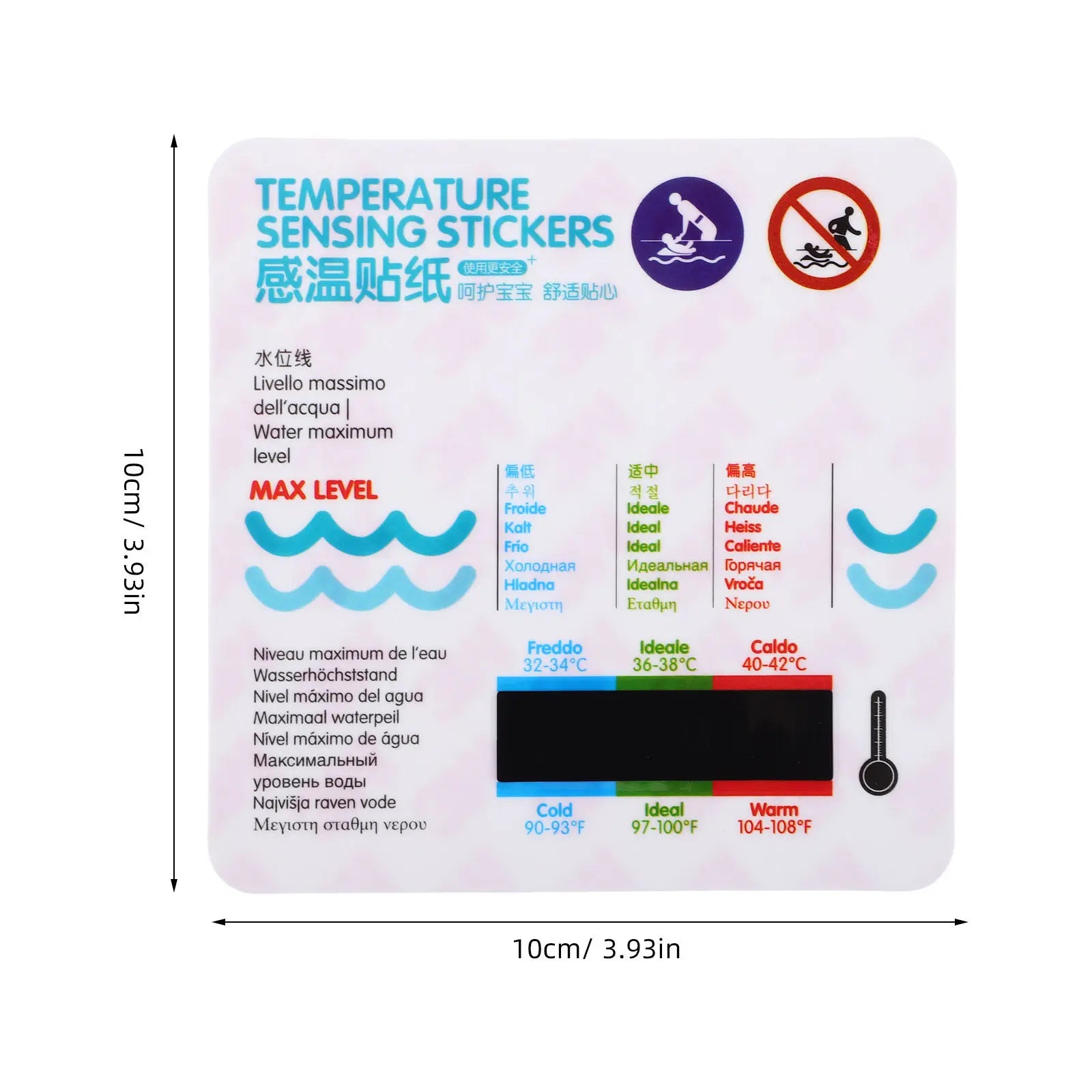 5Pcs Baby Bath Thermometer Sticker Waterproof LCD Display Adhesive Water Temperature Monitor for Bathtub Nursery Shower Aquarium