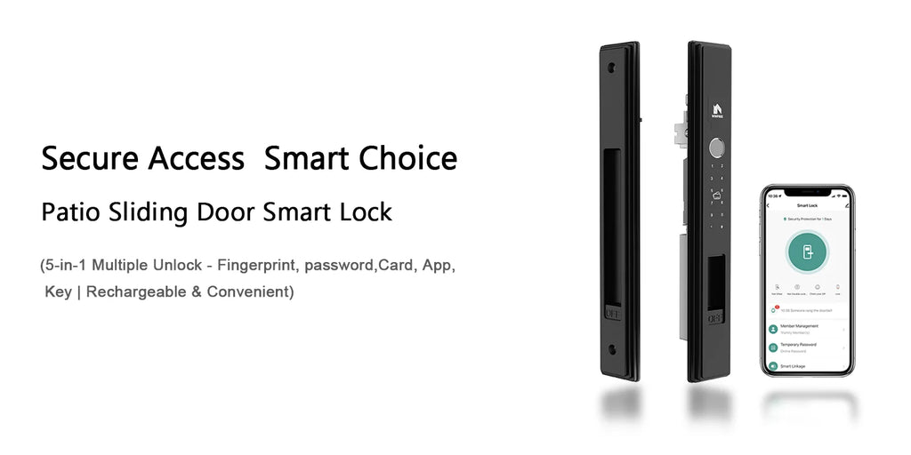 WINFREE Slim Swing or Sliding Door Smart Lock with Fingerprint Passcode Card Digital Tuya Bluetooth Smart Lock