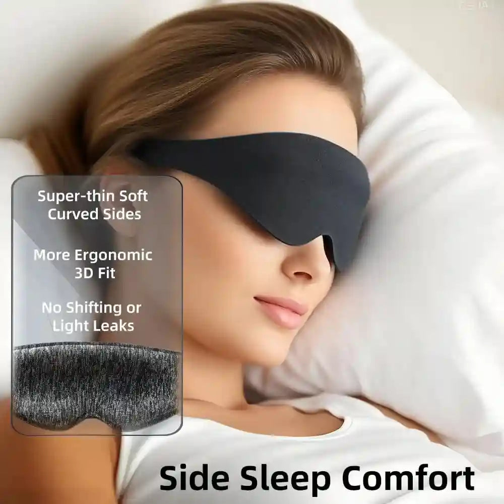 3D Contour Sleep Mask with Earplugs | Light Blocking Eye Cover Eye Massage Instrument Tidesmit
