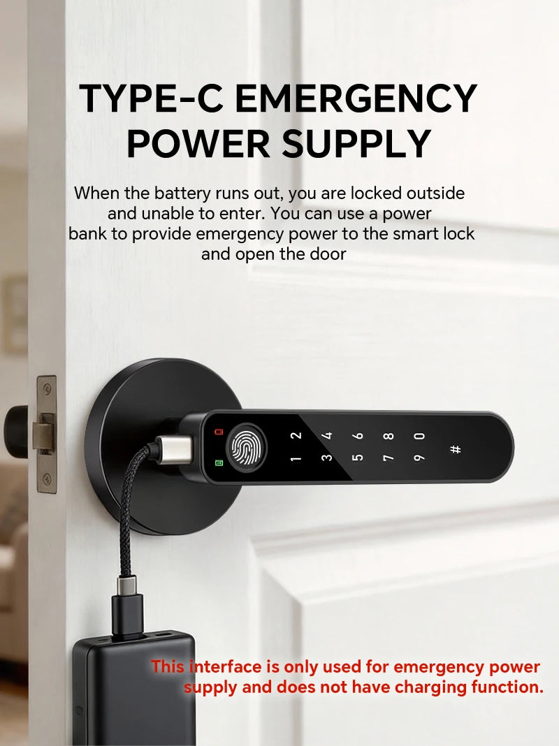 ICCSSI Smart Door Lock Fingerprint Lock Fingerprint/Tuya APP/Password/IC Card/key Unlock Multi Language Audio Playback B208APRO