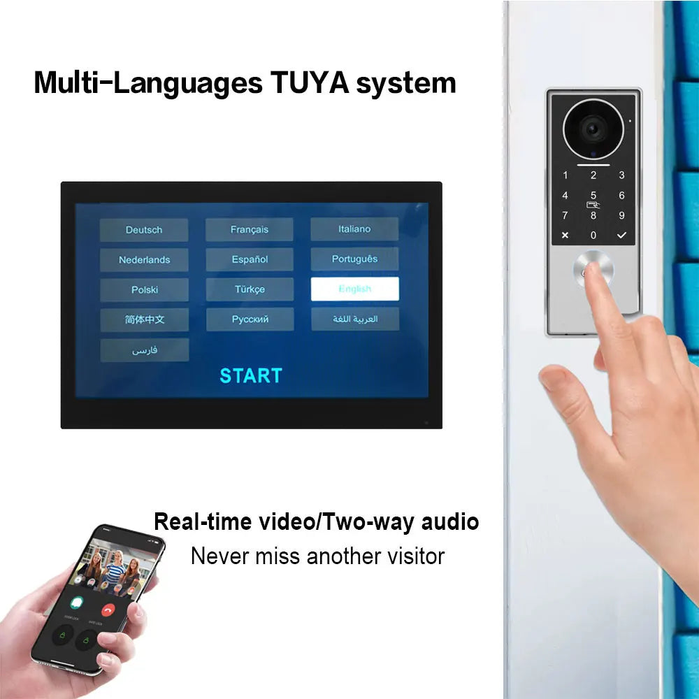 7inch Visiophone 2 Wire Video Porter Doorbell Camera WiFi Intercom System Wireless Video Ringtone Doorphone Tuya Password Unlock