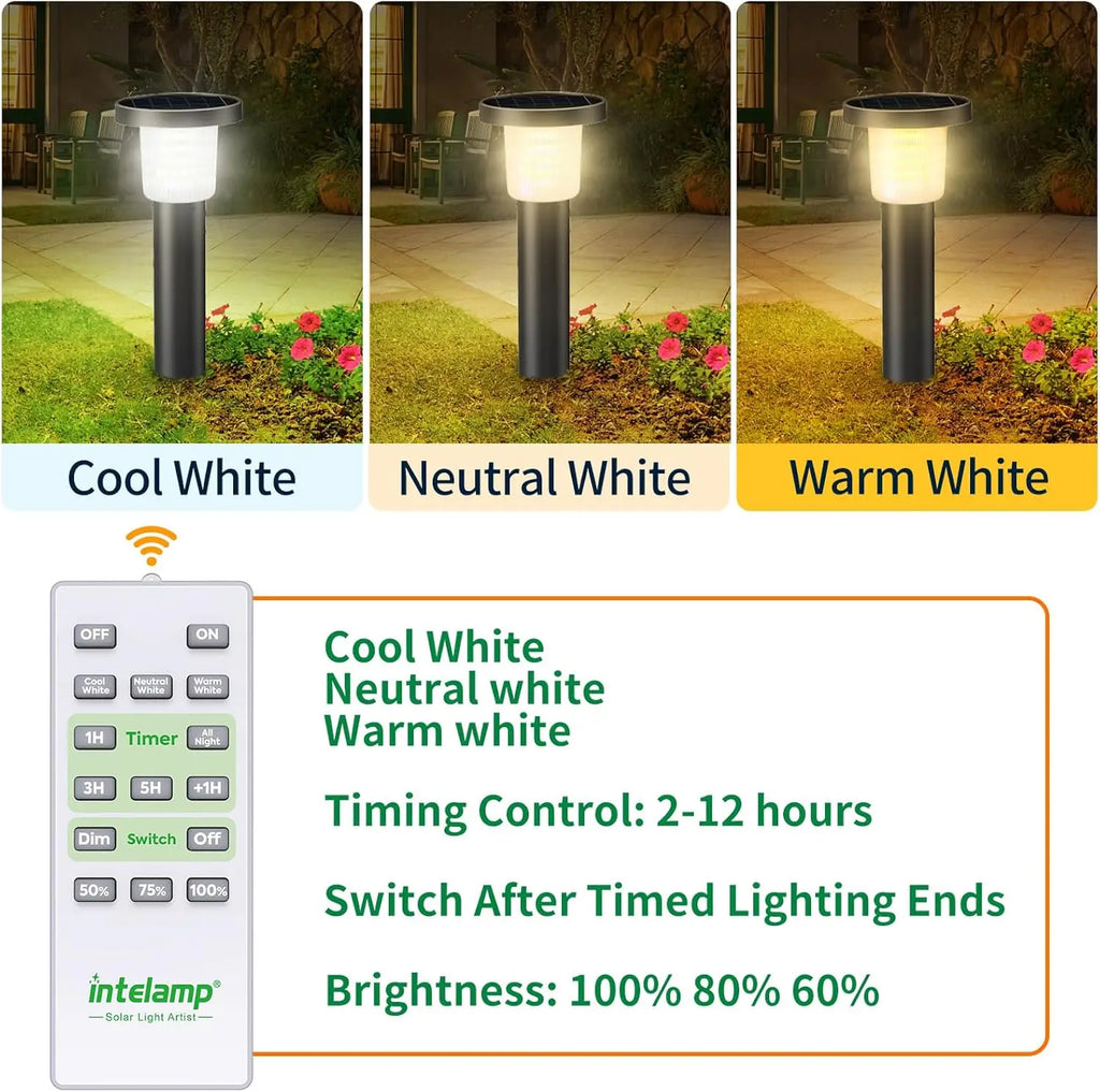 Intelamp 3800mah 500LM 2 Pack Solar Pathway Lights Lawn Lights Outdoor Auto On/Off Landscape Light For Yard Garden Driveway Patio Walkway