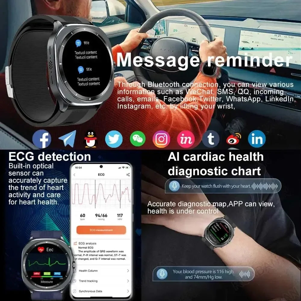 HY Digital Airbag Smartwatch for Huawei, Air Pump True Accurately Blood Pressure Watches Uric Acid Blood Lipids Health Watch Men