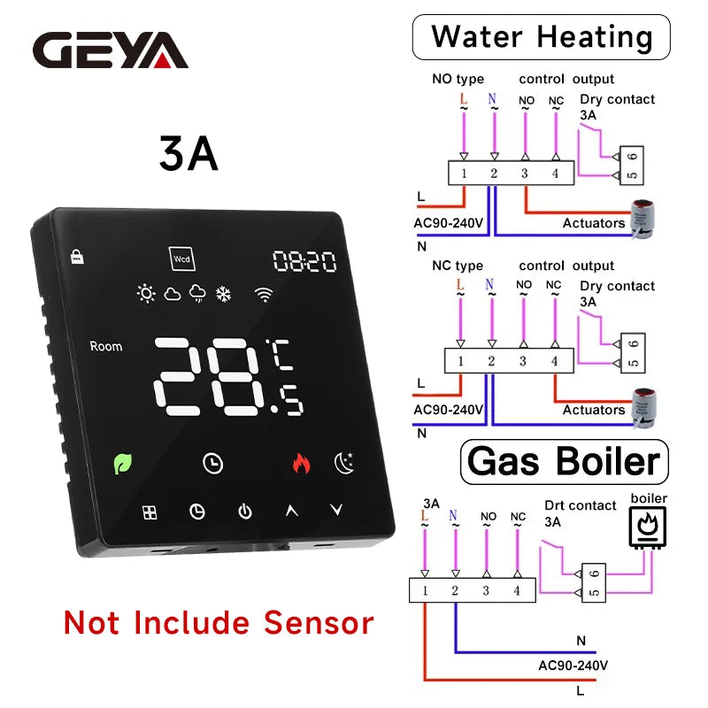 GEYA Tuya Smart WiFi Electric Floor Heating Thermostat With Linkage Water Floor Heating Gas Boiler Wall-mounted Stove Thermostat
