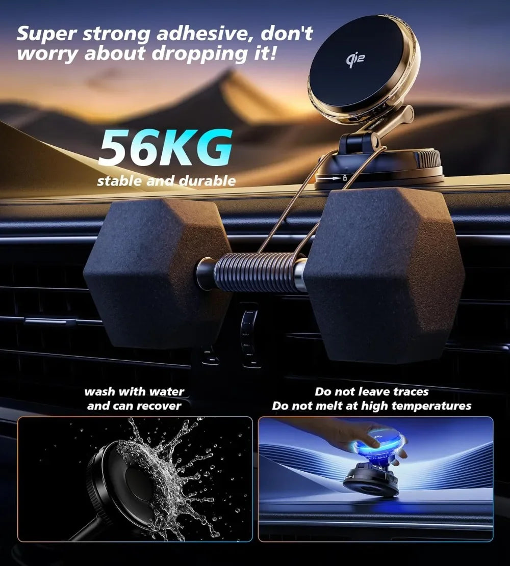 Magnetic Wireless Car Charger with RGB Cooling Fan - Black Tidesmit